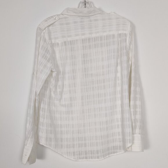 Puli Women's Button Down Shirt Size 8 White Plaid Business Casual Formal Office - Picture 5 of 11